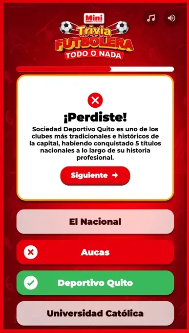 Failed Answer Screen